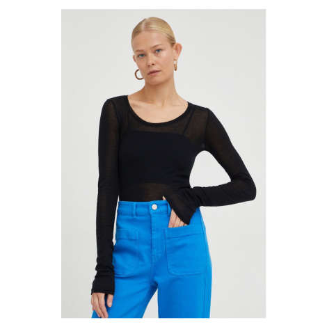 Bavlnené tričko s dlhým rukávom American Vintage T-SHIRT ML COL ROND MAS04