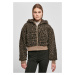 Women's short oversized jacket AOP Sherpa darktaupeleo