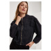 Rifľová bunda Answear Lab X limitovaná kolekcia NO SHAME dámska, čierna farba, prechodná, oversi