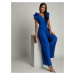 Women's pleated ruffled jumpsuit FASARDI - cornflower blue