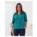 Classic green blouse with V-neck