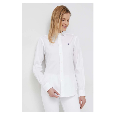 Bavlnená košeľa Polo Ralph Lauren dámska,biela farba,regular,s klasickým golierom,211891376