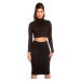 Sexy KouCla Crop Top s dlhým rukávom Belly Free black