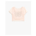 Koton Crop T-Shirt Tulle Lined Butterfly Embroidered