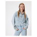 Koton Crop Denim Jacket Stone Detailed Classic Collar Buttoned Pocket