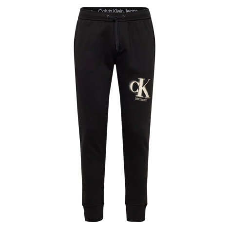 Calvin Klein Jeans Nohavice  krémová / čierna