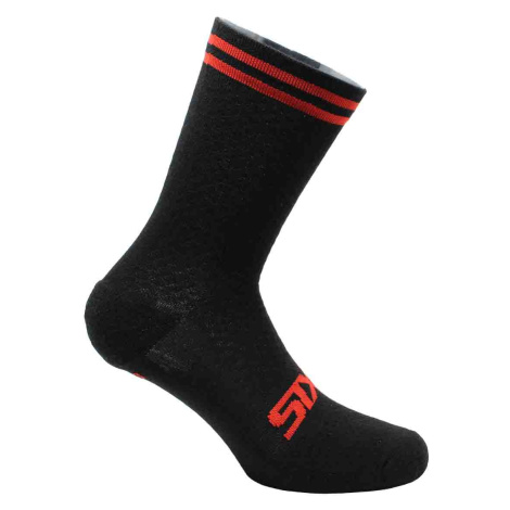 SIX2 Cyklistické ponožky klasické - MERINO WOOL - čierna/červená