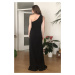 Trendyol Saks Buzgü Detailed Evening Dress & Graduation Dress Black