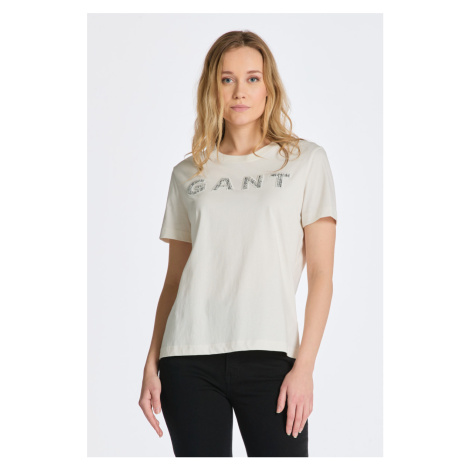 TRIČKO GANT REL APPLIQUE SS T-SHIRT EGGSHELL