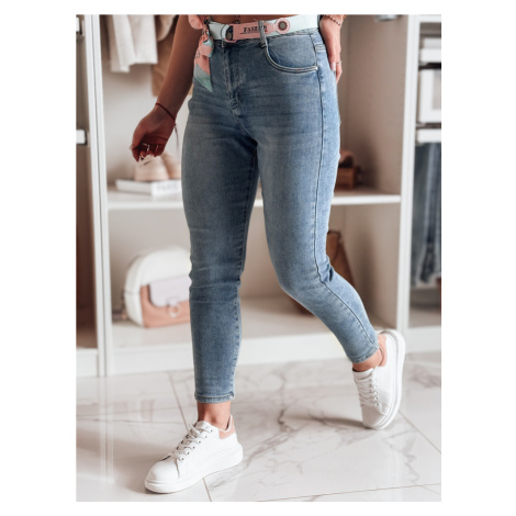 Dámske modré slim fit džínsy s opaskom TRENDLINE UY2478