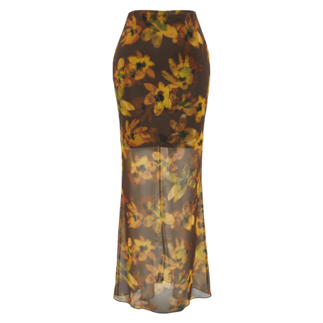 Trendyol Multicolored Floral Patterned Lined Tulle Skirt