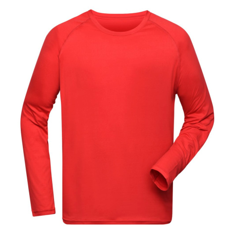 James & Nicholson Pánske funkčné tričko s dlhým rukávom JN522 - Jasno červená