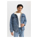 DEFACTO Slim Fit Faux Fur Collar Jean Jacket