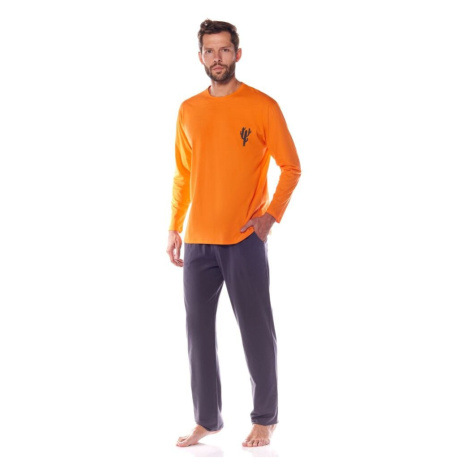 Pánske pyžamo Kamil oranžové s kaktusom L&L Collection