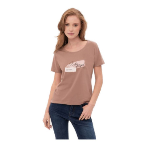 Dámske tričko s krátkym rukávom VOLCANO NOTE-500-BROWN