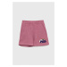 Detské krátke nohavice Fila fialová farba, s nášivkou, nastaviteľný pás