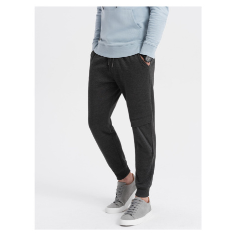 Ombre Men's sweatpants with stitching and zipper on leg - graphite melange