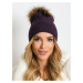 Cap with braids and purple bamboo pompom