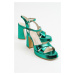 LuviShoes Lello Green Patterned Women's Heeled Shoes