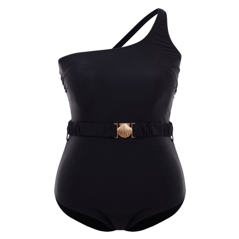 Trendyol Curve Black One Shoulder Swimsuit with Accessories & Belt