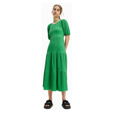 Šaty Desigual zelená farba, midi, áčkový strih