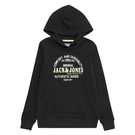 Jack & Jones Junior Mikina 'JNRMINDS'  pastelovo žltá / čierna / prírodná biela