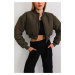 BİKELİFE Women's Khaki Oversize Bomber Jacket Coats