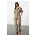 Trendyol Khaki Pleated Denim Overalls