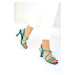 Soho Green Satin Women&#39;s Classic Heeled Shoes 18921