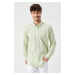 ALTINYILDIZ CLASSICS Men's Green Slim Fit Slim Fit Shirt with Buttons and Collar Pattern