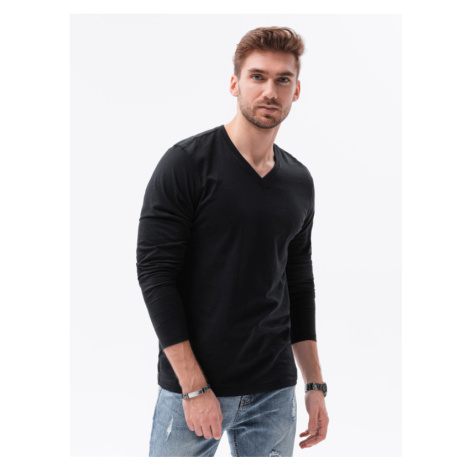 OMBRE-T-shirt LS-L136-V6-BLACK Čierna