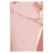 Elegantné dámske midi šaty v púdrovo ružovej farbe s volánikom 192-13