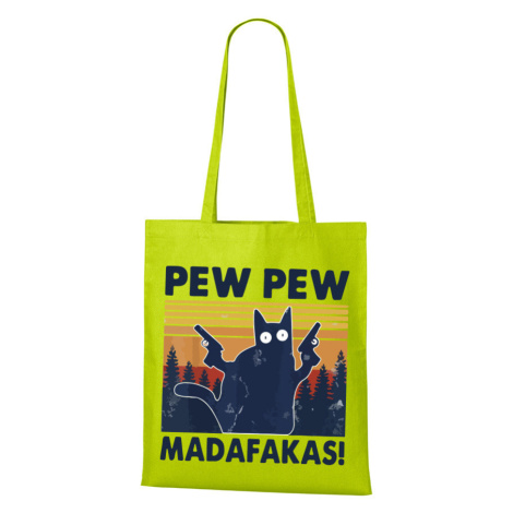 Plátená taška s vtipnou potlačou Pew Pew madafakas! - skvelý darček pre milovníkov mačiek
