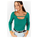 armonika Women's Green Camisole Blouse with Bust Window and Six Snaps