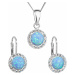 Sada šperkov so syntetickým opálom a krištáľmi Preciosa náušnice a prívesok svetlo modré okrúhle