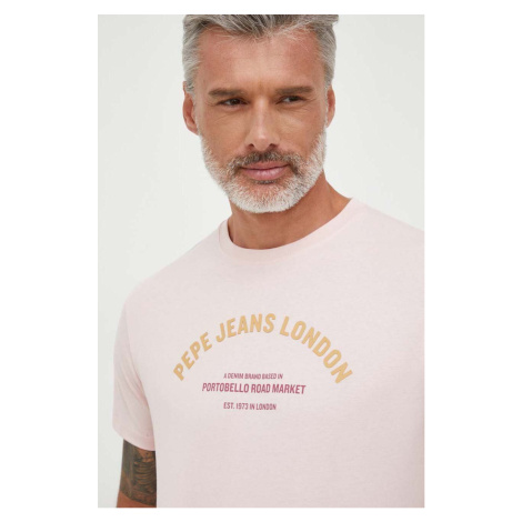 Bavlnené tričko Pepe Jeans Waddon ružová farba, s potlačou