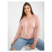 Light pink women's blouse plus size with 3/4 sleeves