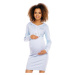 Modré tehotenské a dojčiace šaty s kapucňou