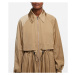 Kabát Karl Lagerfeld Technical Pleated Trench Hnedá