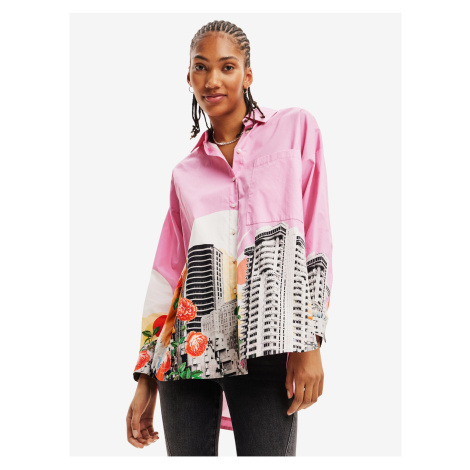 Ružová dámska vzorovaná košeľa Desigual Bolonia