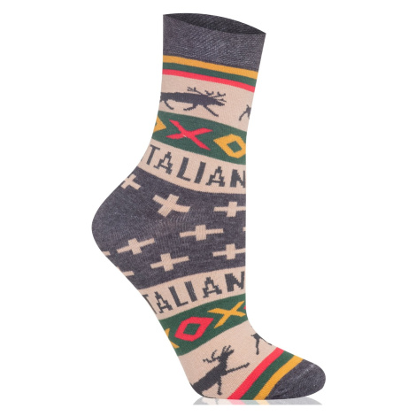 Pánske ponožky Italian Fashion S161D Asama - dlhé Tmavo sivá - zelená