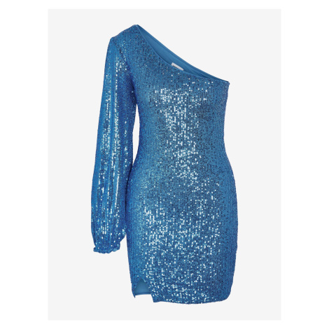 Blue women's sheath dress with sequins Noisy May Scarlett - Women
