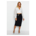 Trendyol Black Crepe Midi Knitted Skirt With Buckle