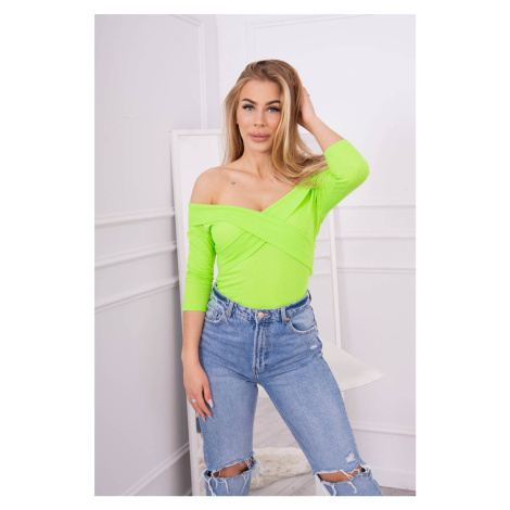 Green neon blouse with V-neck