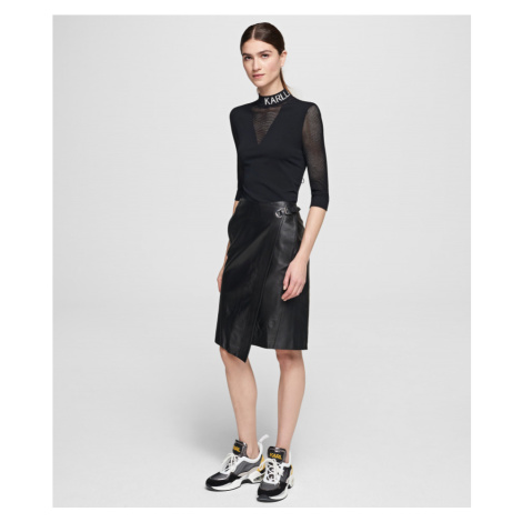 Sukňa Karl Lagerfeld Leather Wrap Skirt Čierna