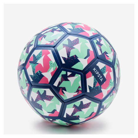 Detská futbalová lopta Light Learning Ball veľkosť 4 modro-zeleno-fialová KIPSTA