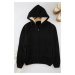 Trendyol Black FL Men's Regular Hooded Plain Knitwear Cardigan