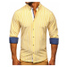 Žltá pánska prúžkovaná košeľa s dlhými rukávmi Bolf 20704