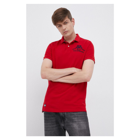 Bavlnené polo tričko Superdry červená farba, s nášivkou