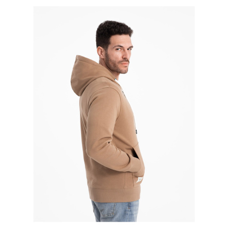 Ombre BASIC men's unbuttoned hooded sweatshirt - brown